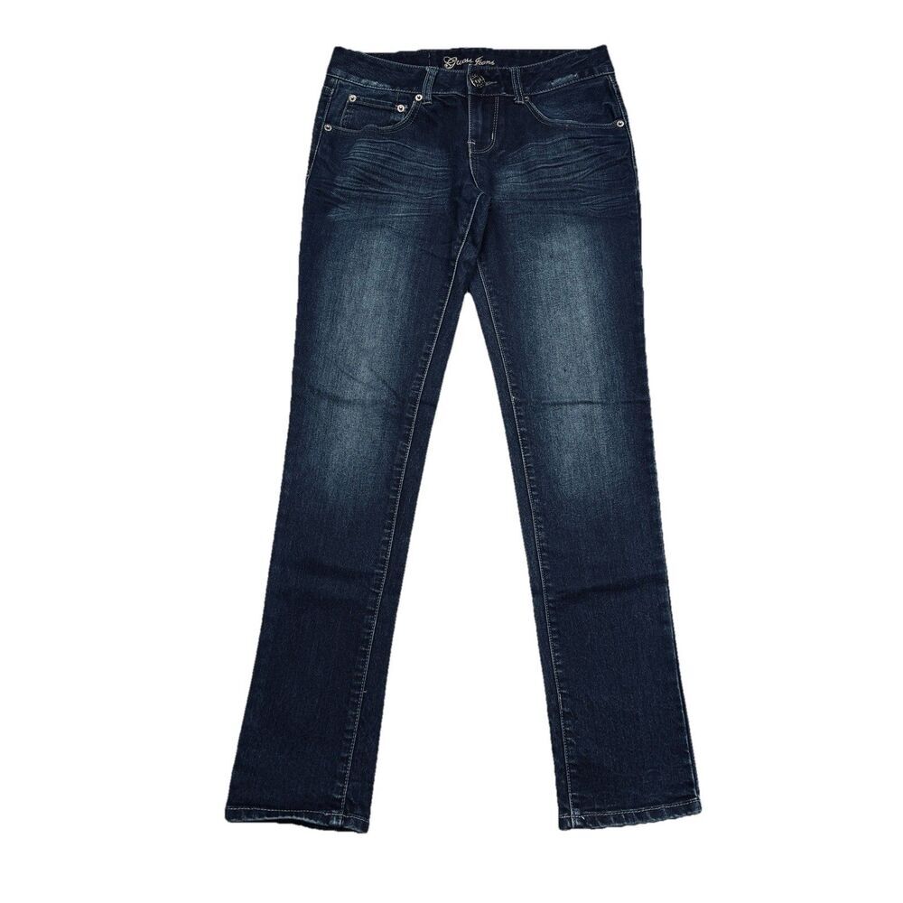 Guess Slim Leg Jeans 28 (28x30) Dark Wash Blue Distress Denim Stretch Womens
